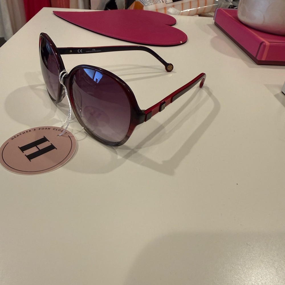 Carolina Herrera Burgundy Sunglasses - Picture 2 of 9